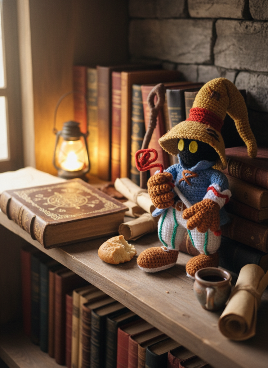 Black Mage fantasy crochet figure