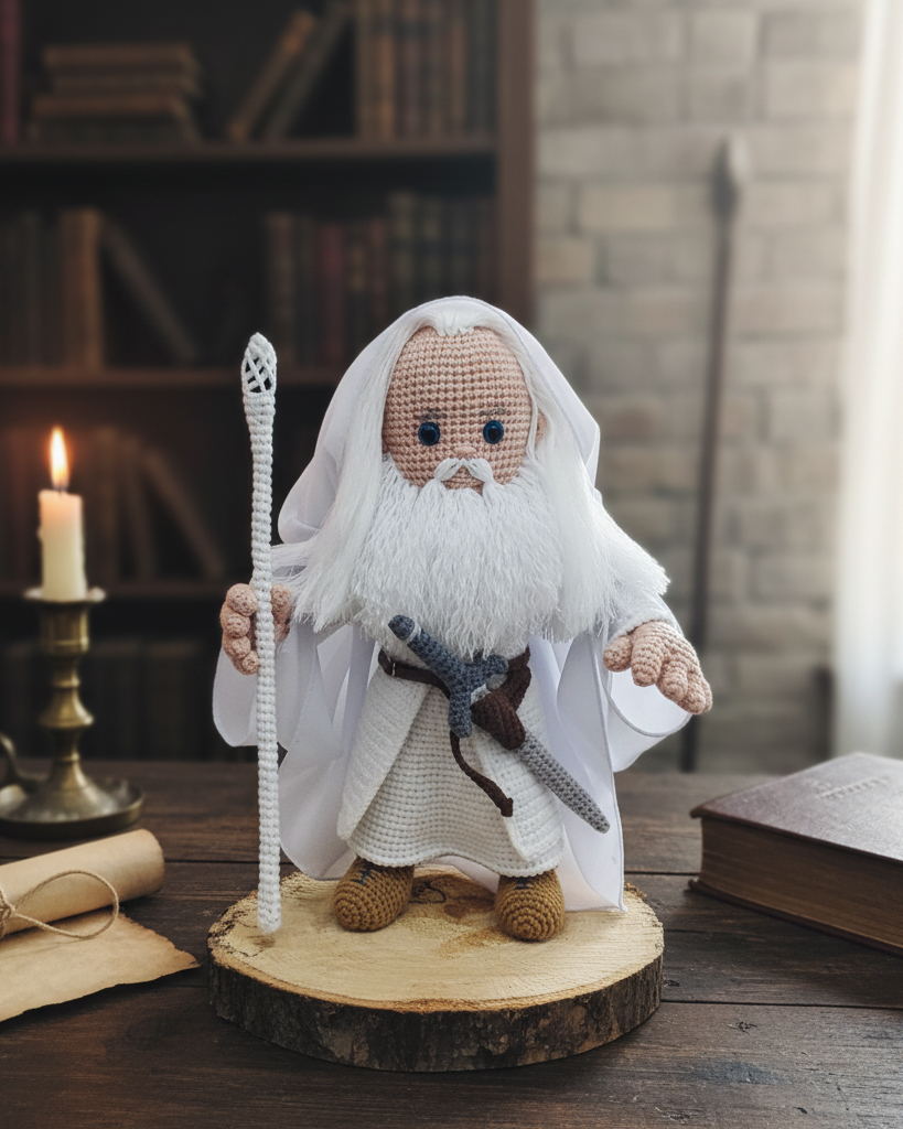Gandalf the White crochet doll